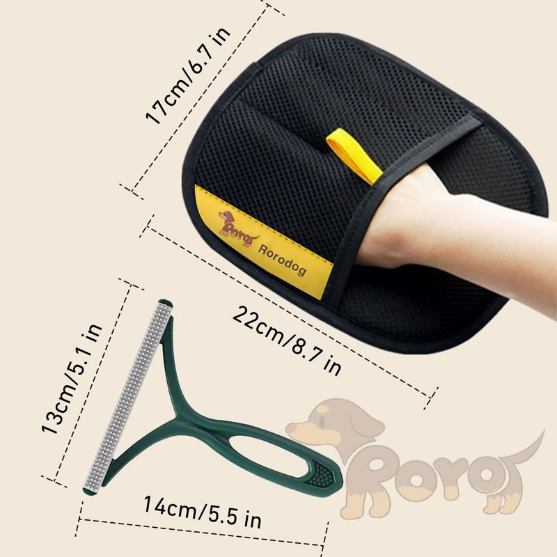 Rorodog 3-Pack Magic Brush Pet Hair Removal Gloves with A Hair/Lint Removal Tool – Remove Cat/Dog Fur from Clothing, Furniture, Car Seats, Bedding & Carpet - Image 2